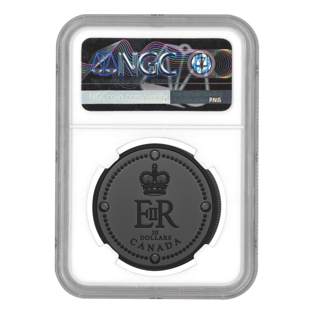2022 Black Rhodium Silver Queen Elizabeth II Royal Cypher NGC