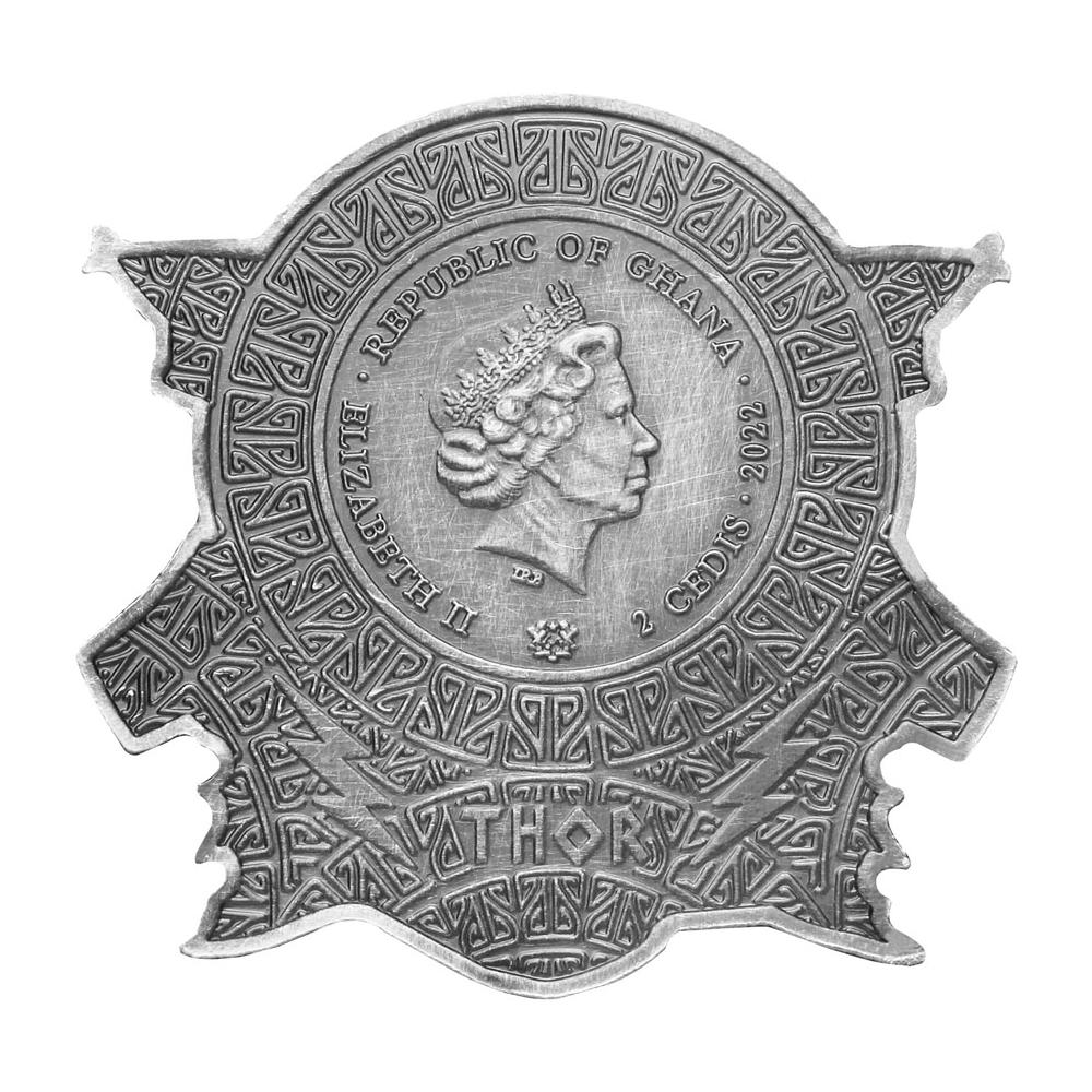 2022 2 Cedis Ghana Norse Gods Thor Ultra High Relief Silver Plated Antiqued  Coin BU - Pinehurst Coins