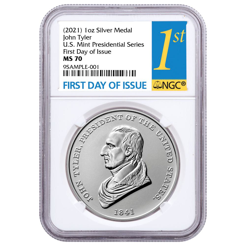 マイケルマイヤーズ　　メダル　シルバー 2021 United States Presidential Medal John Tyler 1 oz Silver Matte