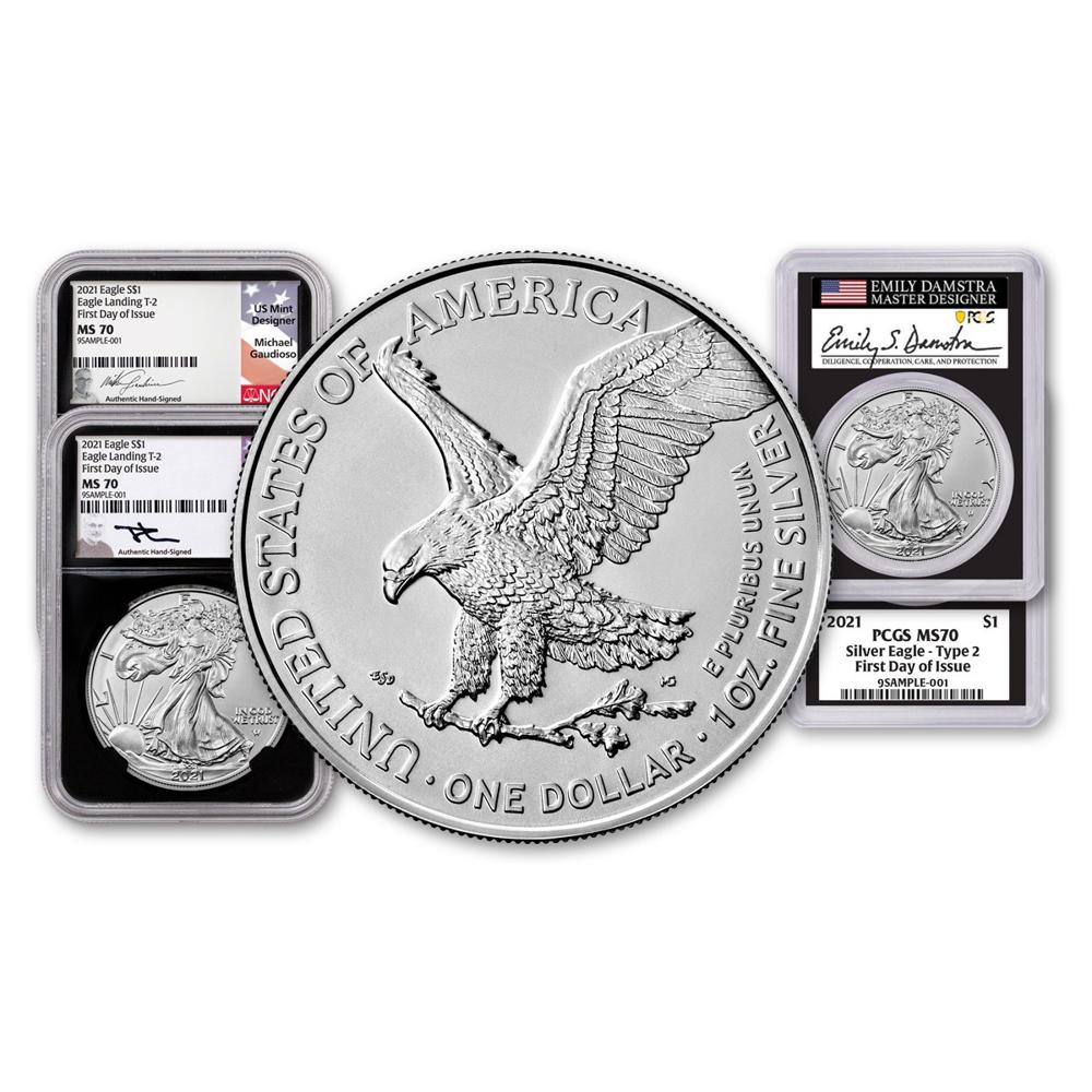 2024 (W) $1 American Silver Eagle 3pc Set PCGS MS70 FS Blue Label