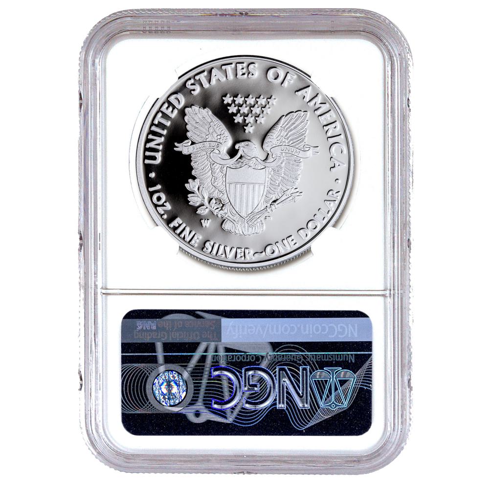 2021-W Proof $1 Type 1 American Eagle NGC PF70UC FR Exclusive Silver Foil Label Reverse