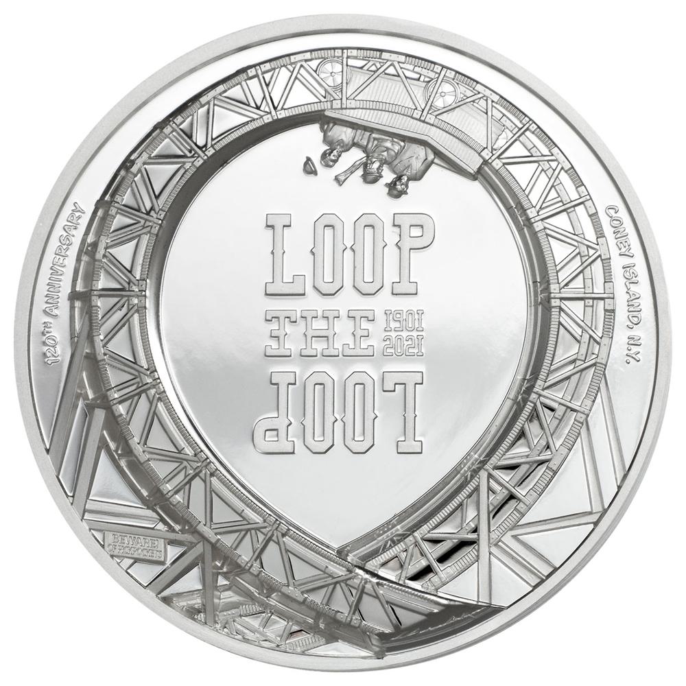 2021 Cook Islands Loop the Loop Ultra High Relief 1 oz Silver Proof $5 Coin Proof OGP