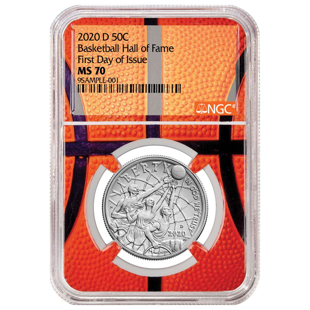 2020-D Basketball Hall of Fame Commemorative Clad Half Dollar Coin NGC MS70 FDI Basketball Core