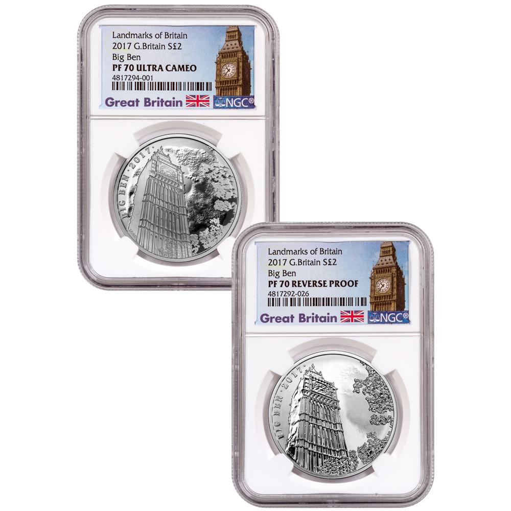2017 2 Pound Great Britain Landmarks of Britain - Big Ben 2pc Set
