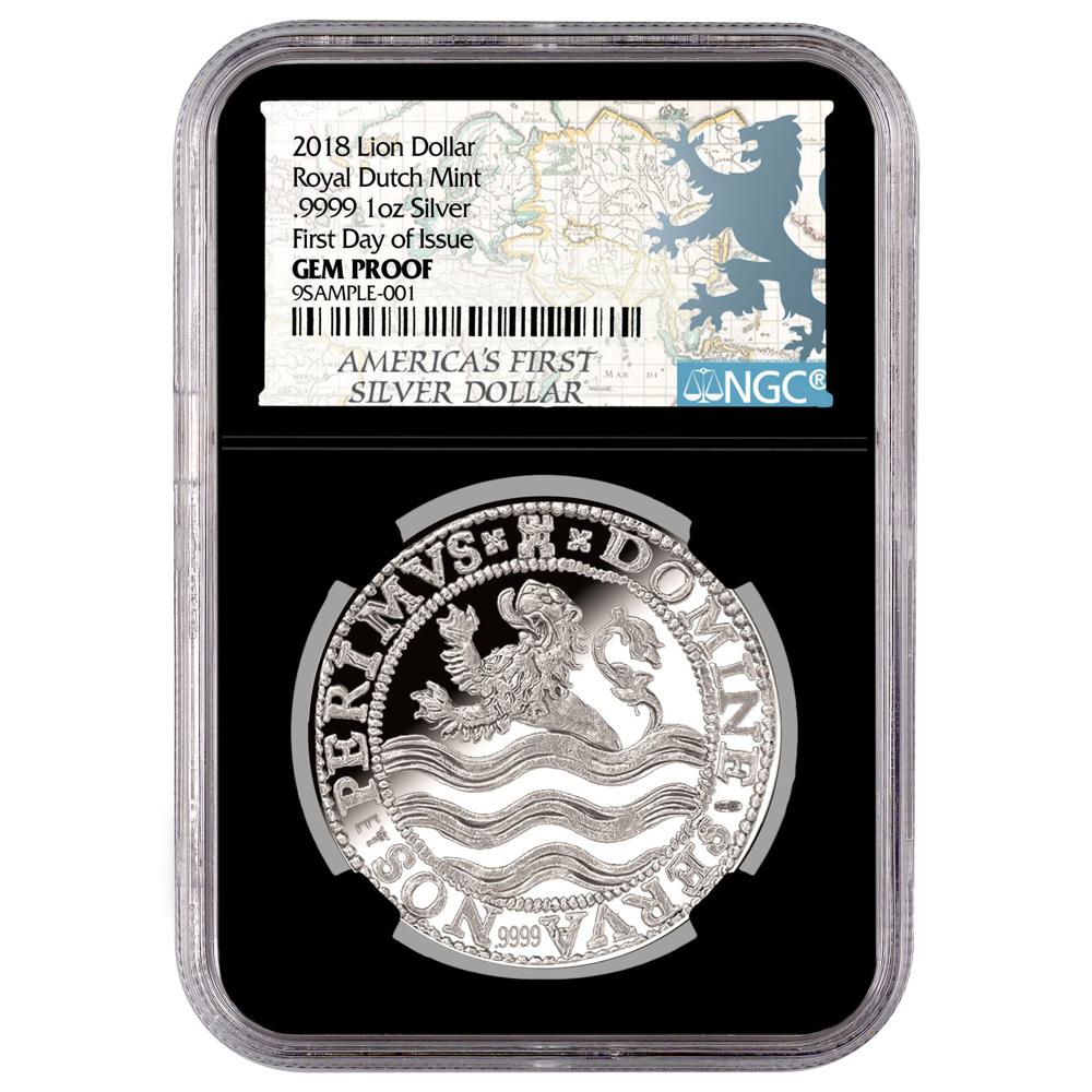 2018 Lion Dollar 1 oz Silver NGC GEM Proof FDI Black Core