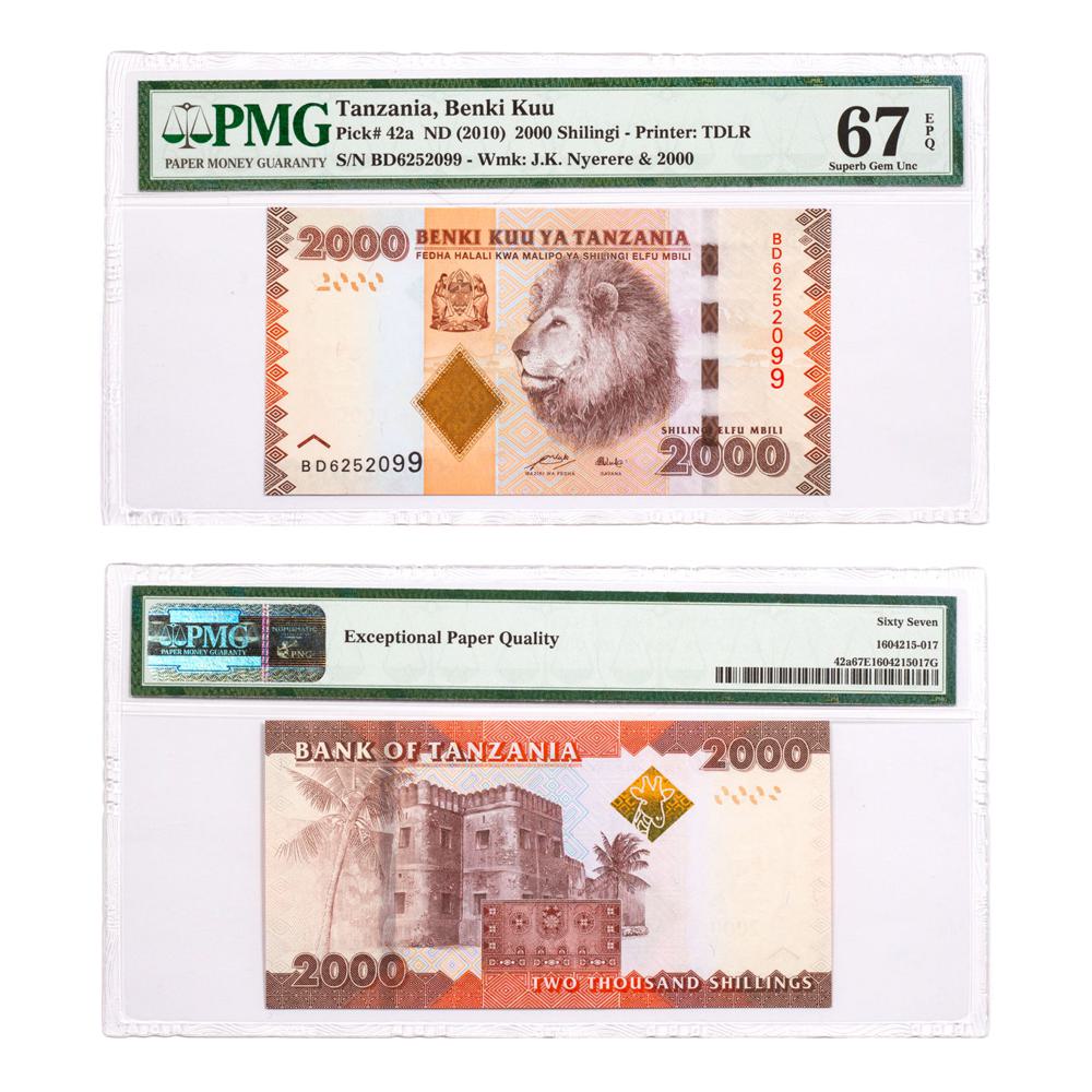(2010) Tanzania Benki Kuu 2000 Shilingi Note - Pick # 42a PMG Superb Gem UNC 67 EPQ