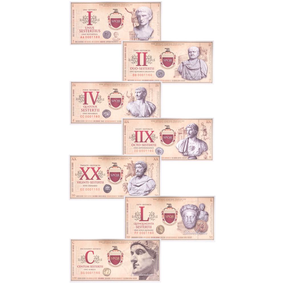 2007 Roman Empire 7pc Set Fantasy Banknotes