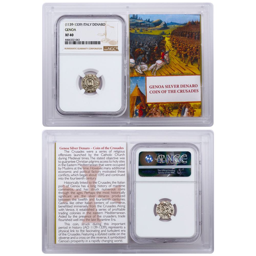 1139-1339 Italy, Republic of Genoa Silver Denaro NGC VF35 (Story
