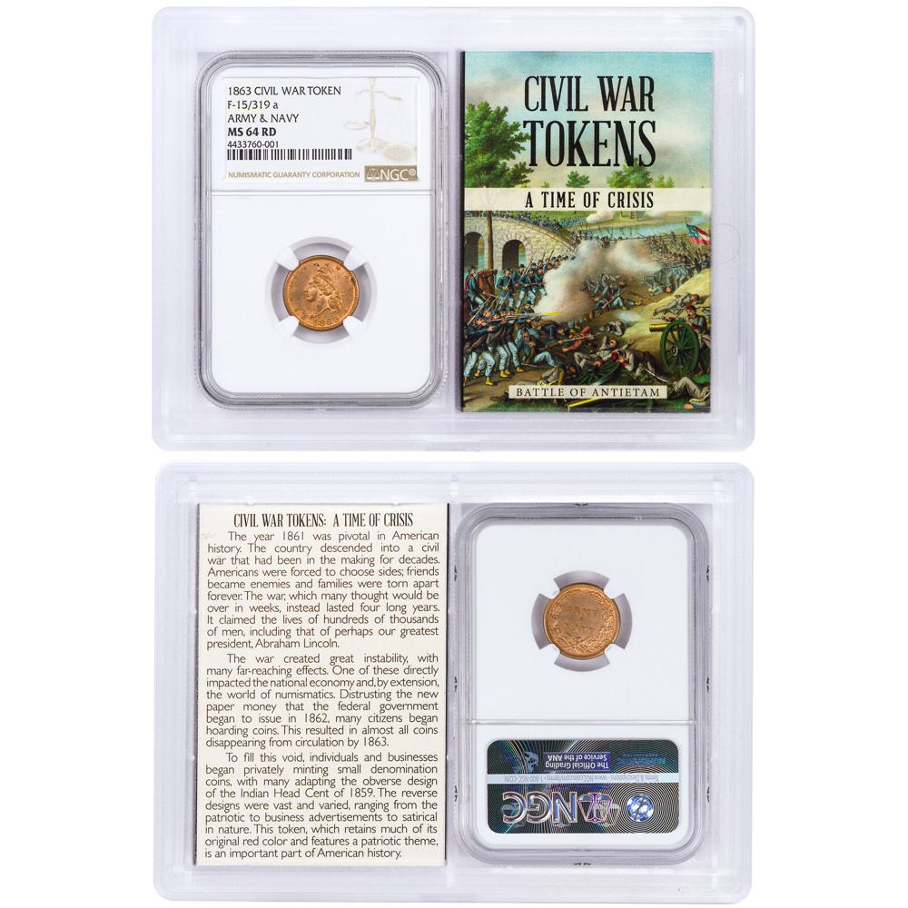 1863 Army & Navy Civil War Token NGC MS64