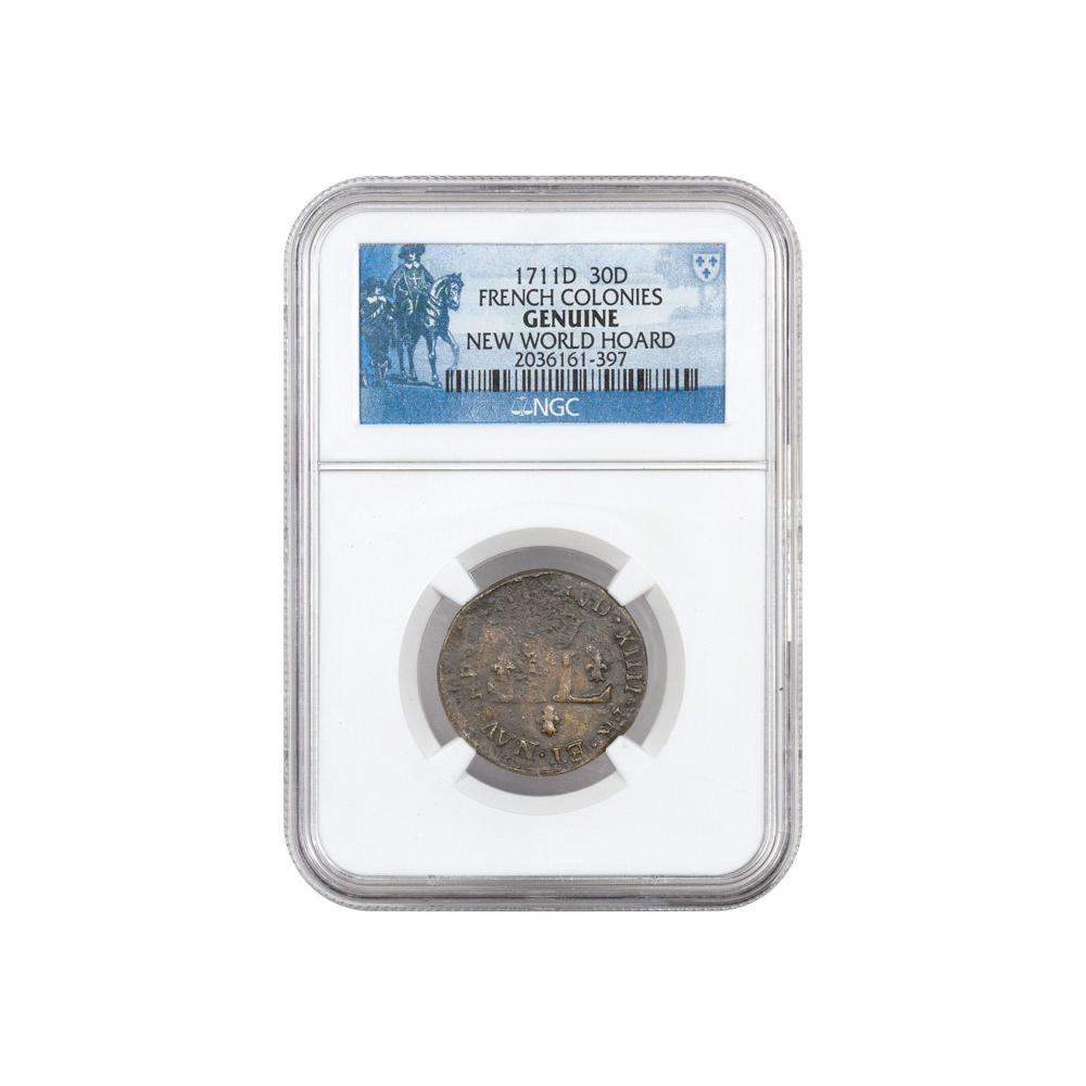 1711-D 30 Denier Billon French Colonies NGC Genuine