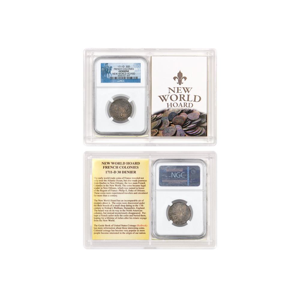 1711-D 30 Denier Billon New World Hoard French Colonies NGC Genuine