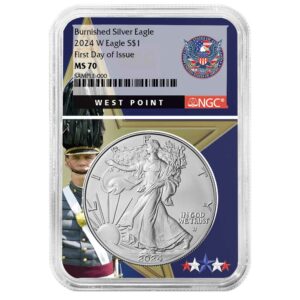 2024-W Burnished $1 American Silver Eagle NGC MS70 FDI West Point Core