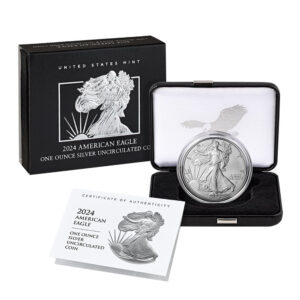 2024-W Burnished $1 American Silver Eagle Box, OGP & COA