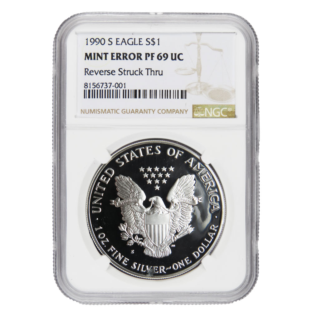 1990-S Proof $1 American Silver Eagle NGC PF69UC Mint Error