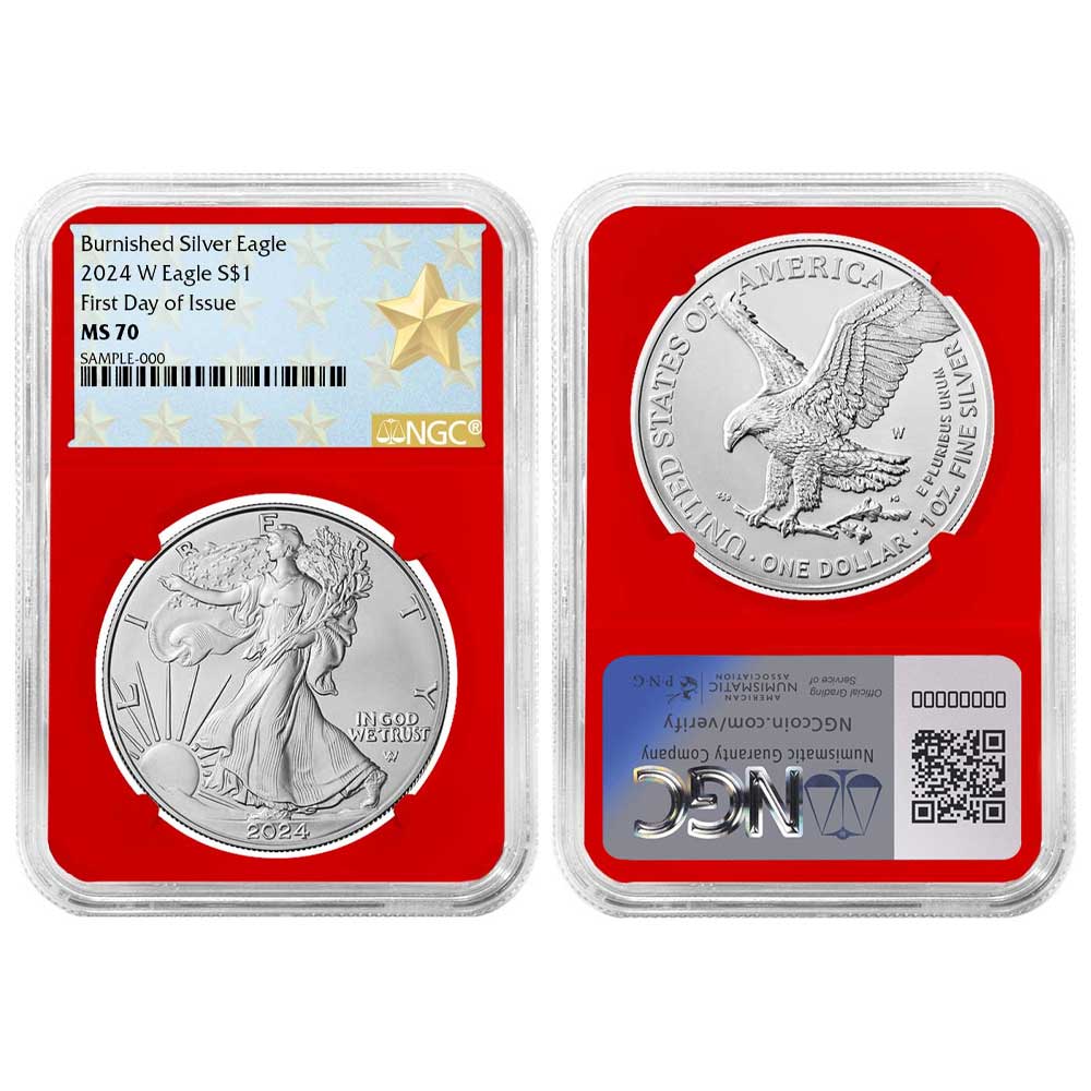 2024-W Burnished $1 American Silver Eagle NGC MS70 FDI West Point