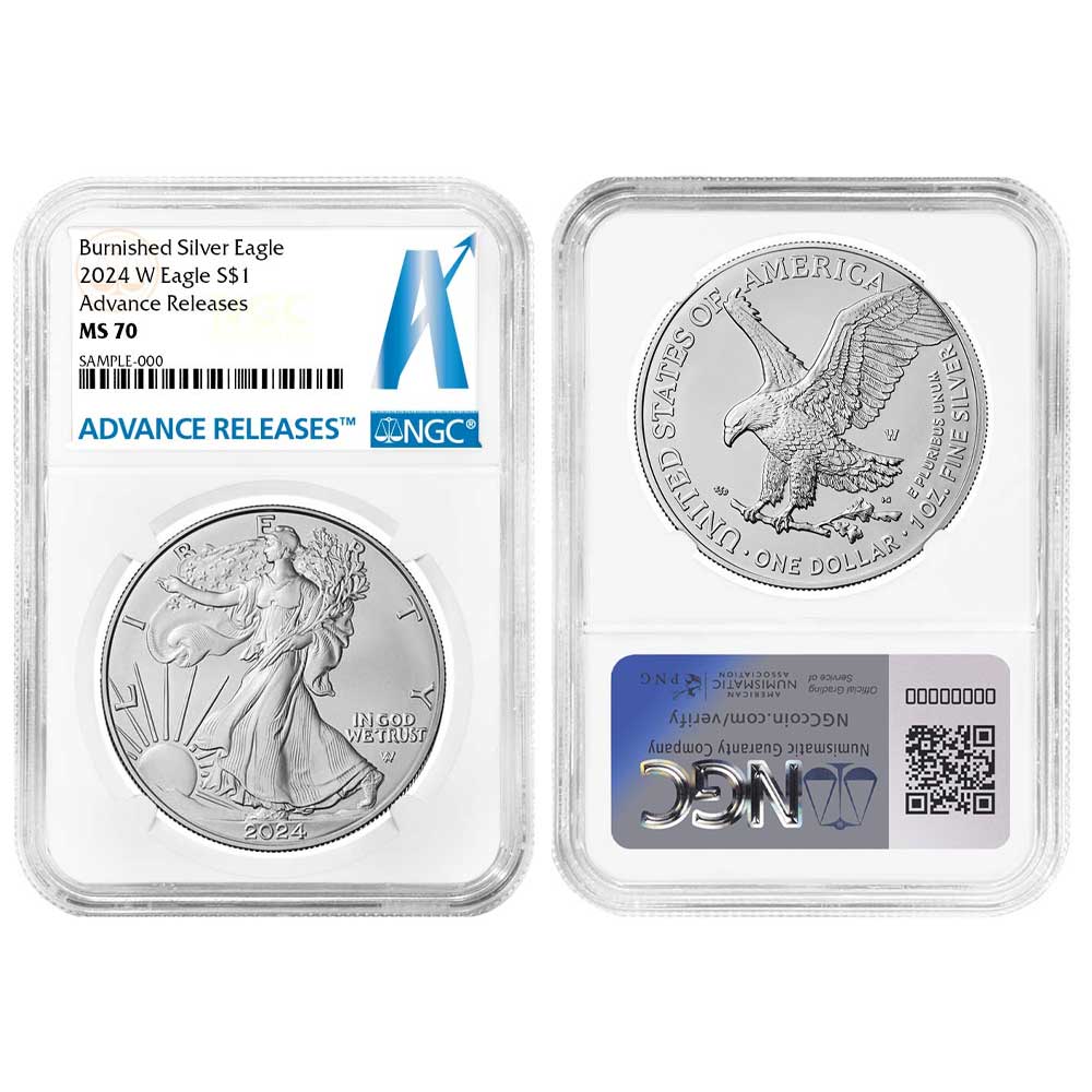 2024-W Burnished $1 American Silver Eagle NGC MS70 AR Advance