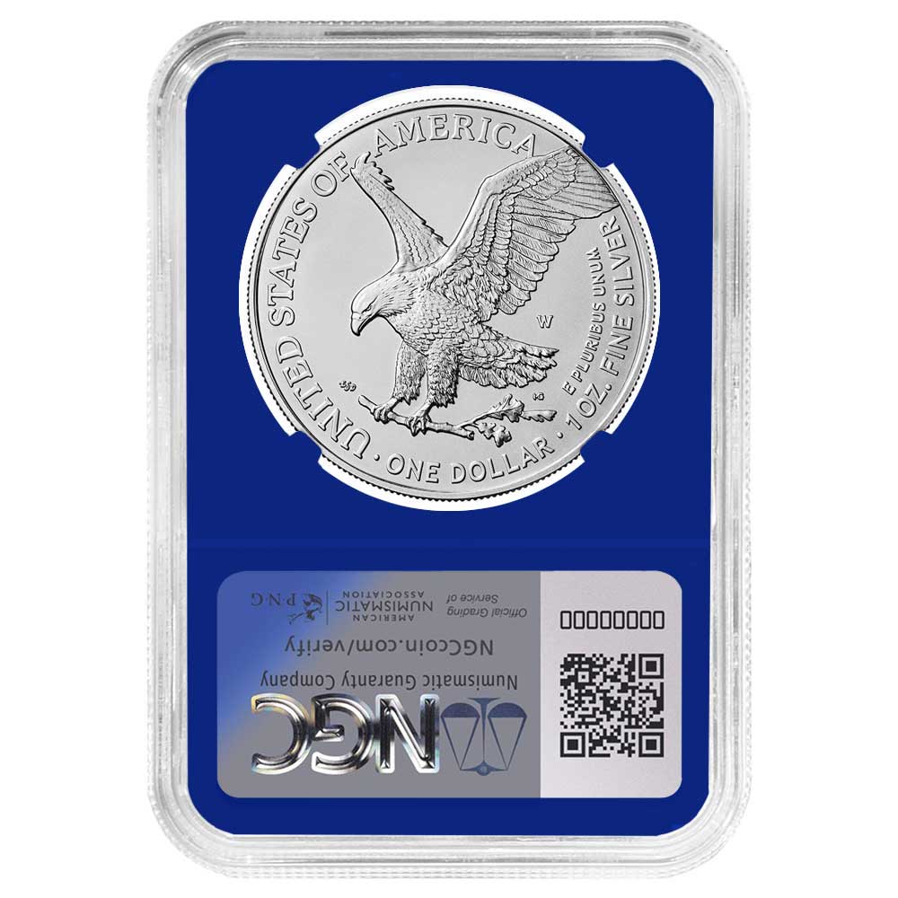 2024-W Burnished $1 American Silver Eagle NGC MS70 FDI ALS Label