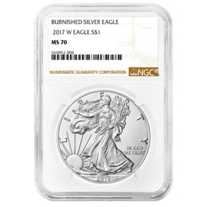 2017-W Burnished $1 American Silver Eagle NGC MS70 Brown Label