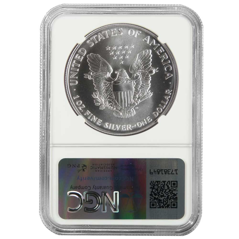 1991 $1 American Silver Eagle NGC MS69 Mint Error Obverse Struck