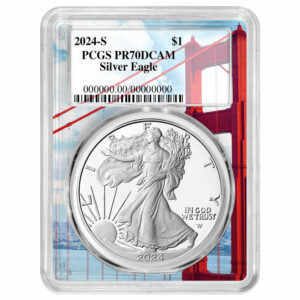 2024-S Proof $1 American Silver Eagle PCGS PR70DCAM Golden Gate Bridge Frame