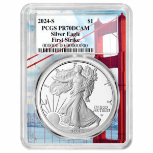 2024-S Proof $1 American Silver Eagle PCGS PR70DCAM FS Golden Gate Bridge Frame