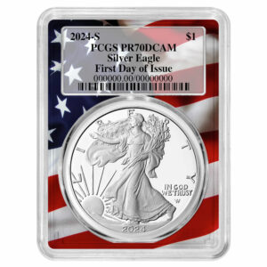 2024-S Proof $1 American Silver Eagle PCGS PR70DCAM FDOI Flag Frame