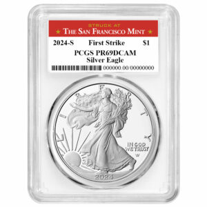 2024-S Proof $1 American Silver Eagle PCGS PR69DCAM FS San Francisco Label White Frame
