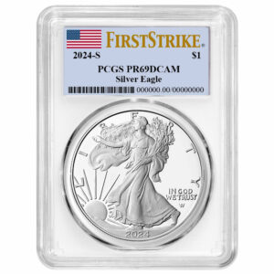 2024-S Proof $1 American Silver Eagle PCGS PR69DCAM FS Flag Label White Frame