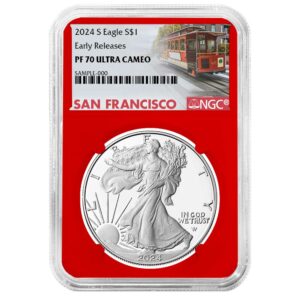 2024-S Proof $1 American Silver Eagle NGC PF70UC ER Trolley Label Red Core
