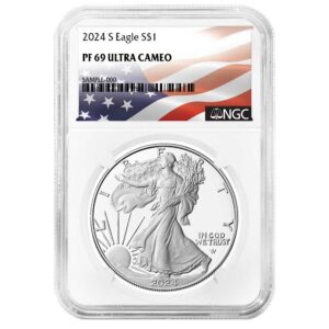2024-S Proof $1 American Silver Eagle NGC PF69UC Flag Label
