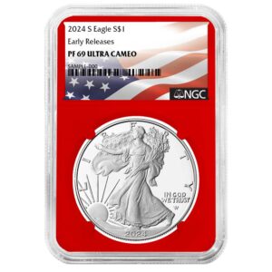 2024-S Proof $1 American Silver Eagle NGC PF69UC ER Flag Label Red Core