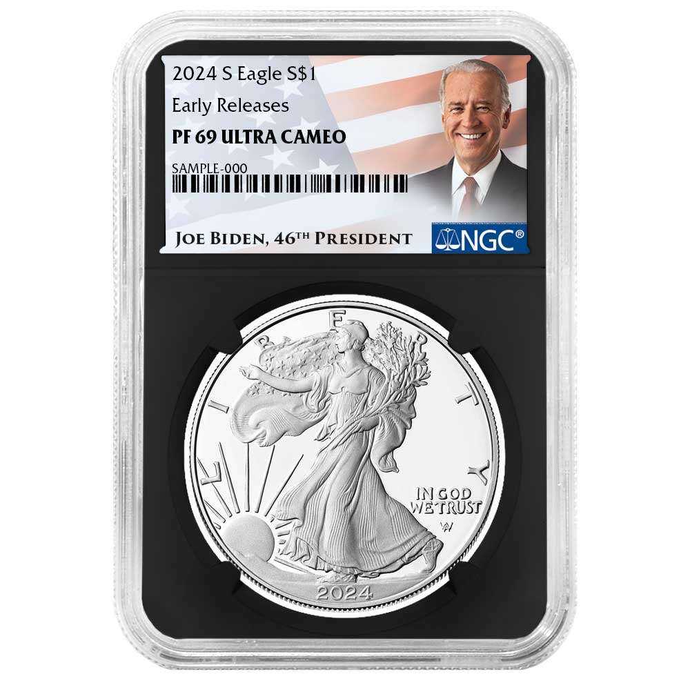 2024-S Proof $1 American Silver Eagle NGC PF69UC ER Biden Label