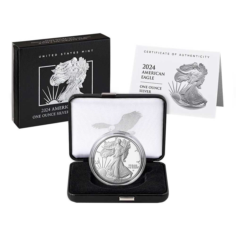 2024S Proof 1 American Silver Eagle Box, OGP & COA Pinehurst Coins