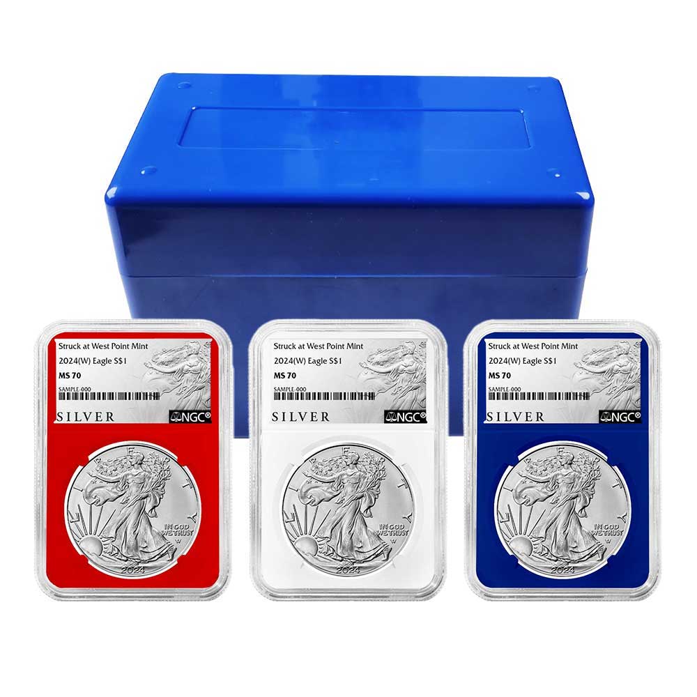 2024 (W) $1 American Silver Eagle 3pc Set NGC MS70 ALS Label Red