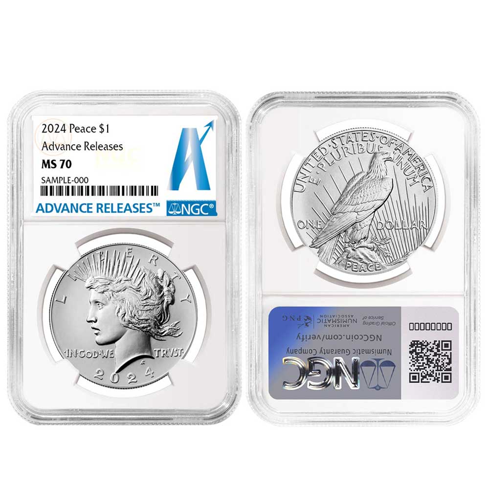 2024 $1 Morgan and Peace Silver Dollar 2pc Set NGC MS70 AR Advance