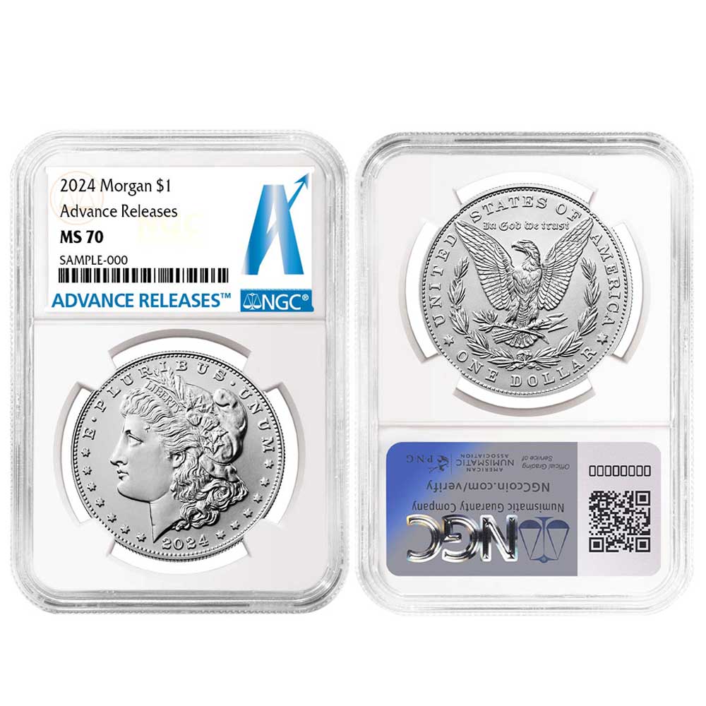 2024 $1 Morgan and Peace Silver Dollar 2pc Set NGC MS70 AR Advance