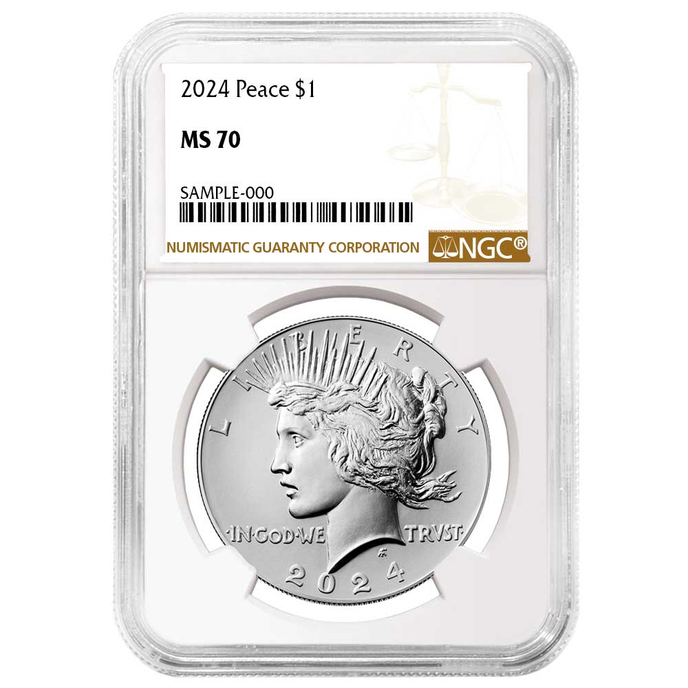2024 $1 Peace Silver Dollar NGC MS70 Brown Label