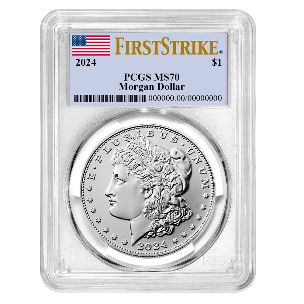 2024 $1 Morgan Silver Dollar PCGS MS70 FS Flag Label - Pinehurst Coins