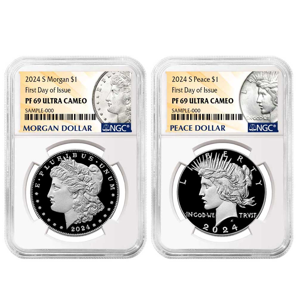 2024-S $1 Proof Morgan and Peace Silver Dollar 2pc Set NGC PF69UC