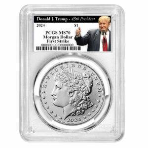2024 $1 Morgan Silver Dollar PCGS MS70 FS Trump 45th President Label