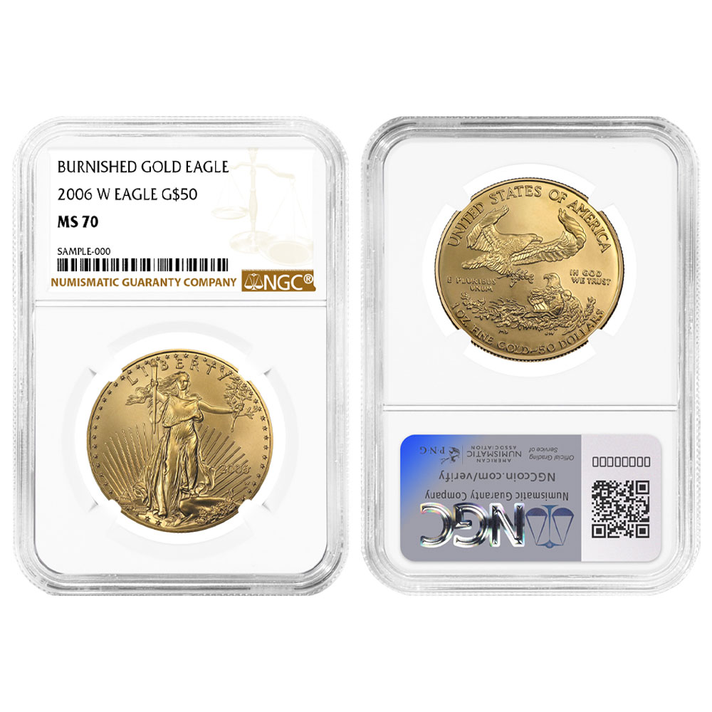 2006-W Burnished $50 American Gold Eagle 1 oz NGC MS70 Brown Label