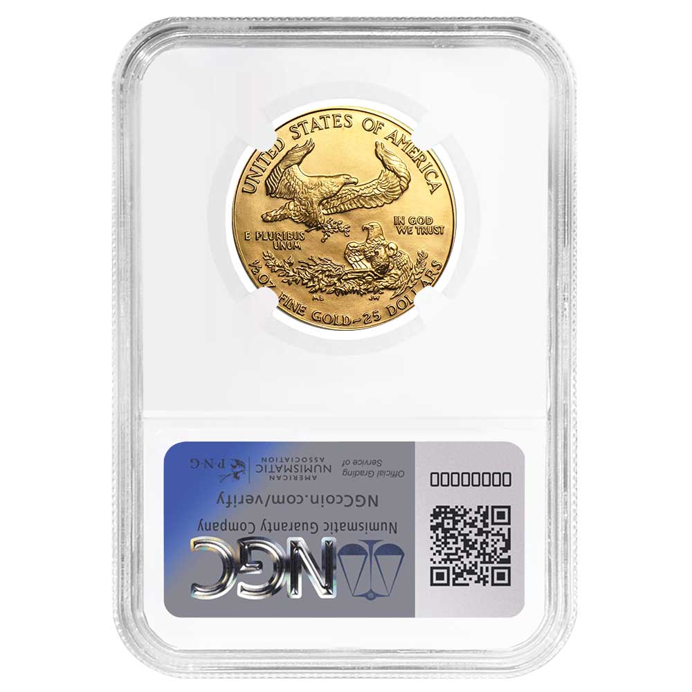 1986 $25 American Gold Eagle 1/2 oz NGC MS69 Brown Label