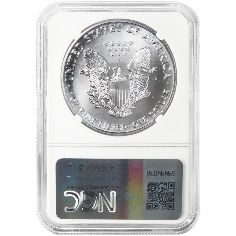 1990 $1 American Silver Eagle NGC MS69 Mint Error Obverse Strike