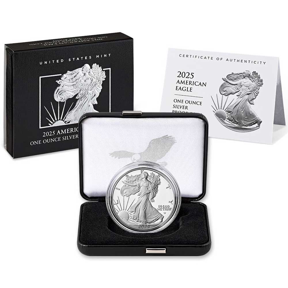 2025-W Proof $1 American Silver Eagle Box, OGP & COA - Pinehurst Coins