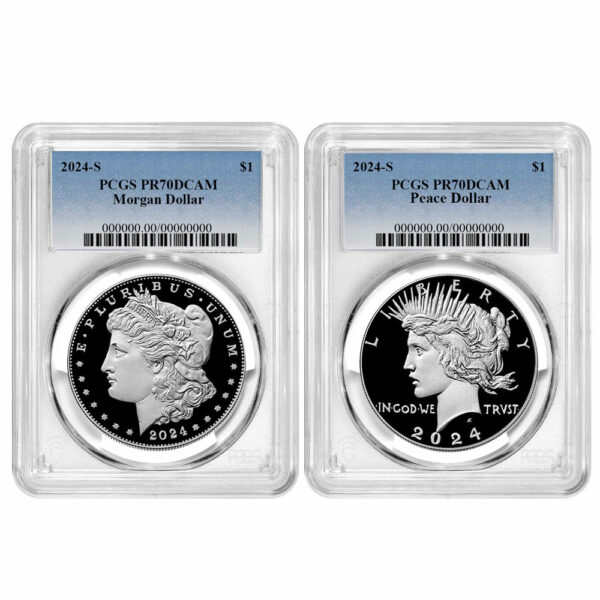 2024-S $1 Proof Morgan and Peace Silver Dollar 2pc Set PCGS