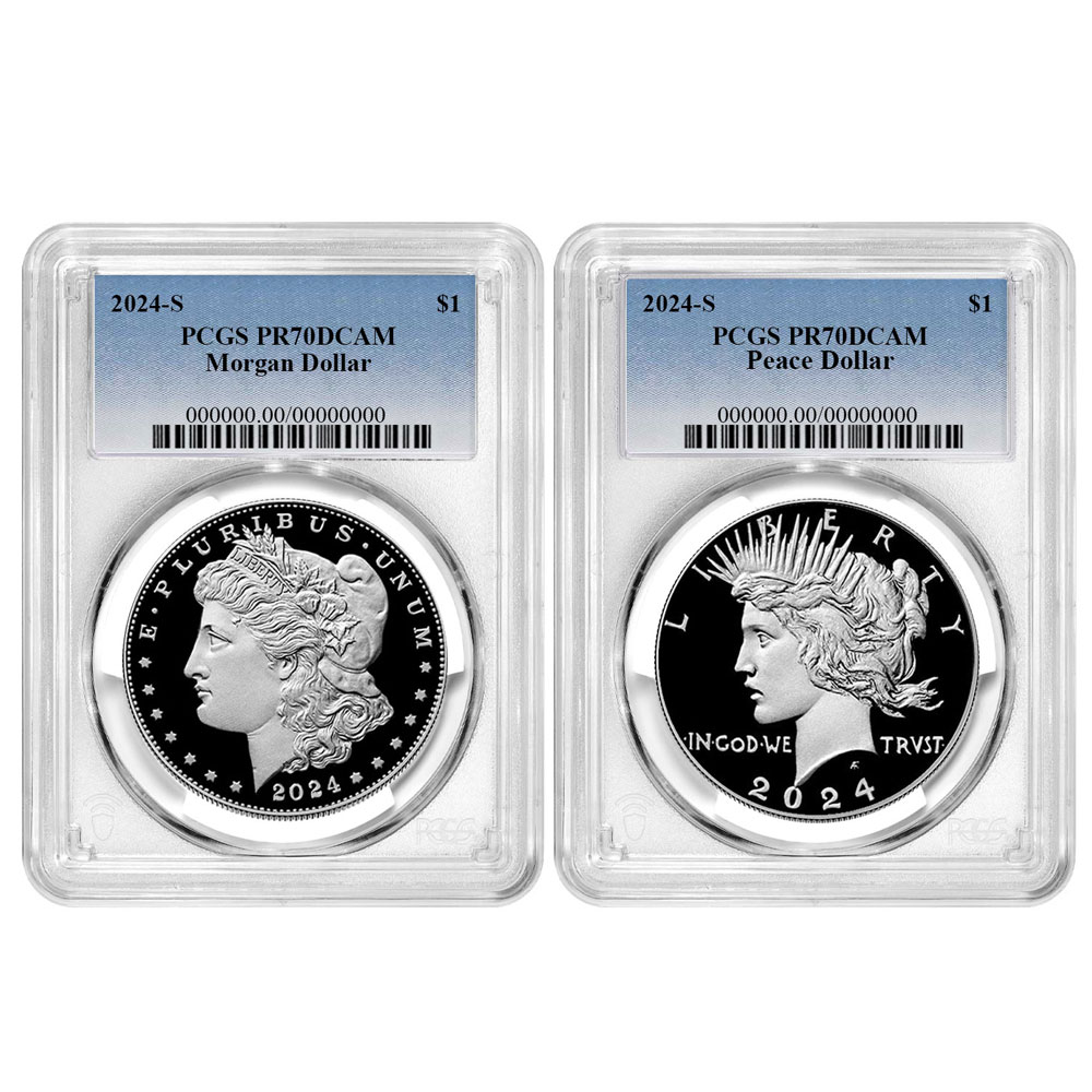 2024-S $1 Proof Morgan and Peace Silver Dollar 2pc Set PCGS