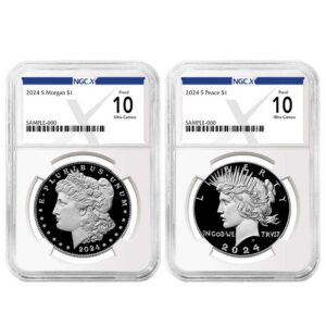 2024-S Proof $1 Morgan and Peace Silver Dollar 2pc Set NGCX PF10UC X Label
