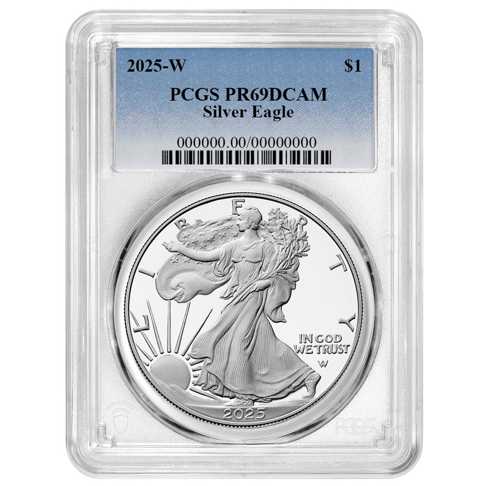 2025-W Proof $1 American Silver Eagle PCGS PR69DCAM Blue Label | eBay
