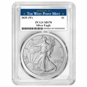 2025 (W) $1 American Silver Eagle PCGS MS70 West Point Label