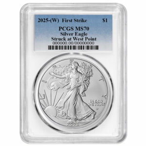 2025 (W) $1 American Silver Eagle PCGS MS70 FS Blue Label White Frame